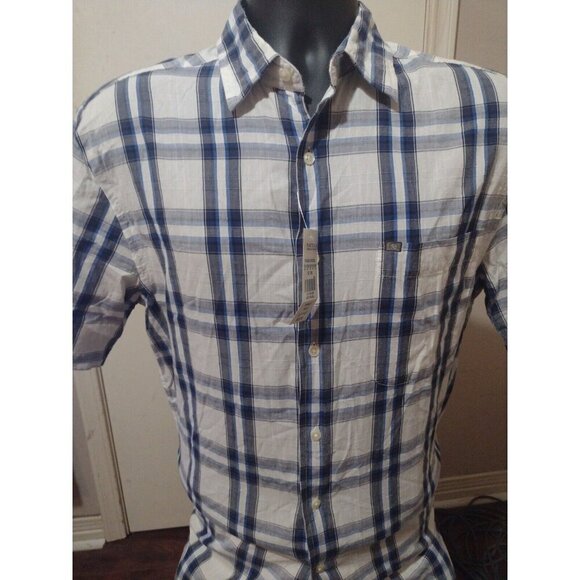 Nautica Jeans Co Short Sleeve Button Pocket Shirt White Blue Small S NWT $29.99 - Picture 1 of 10